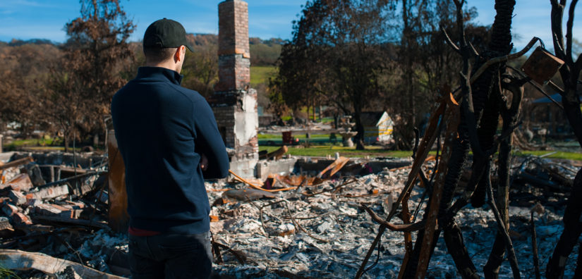 fire damage house, sonoma county wildfire damages